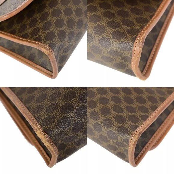 CELINE Logo Macadam Pattern Shoulder Bag PVC Leather Brown GHW Italy 65FB173 - Picture 7 of 14